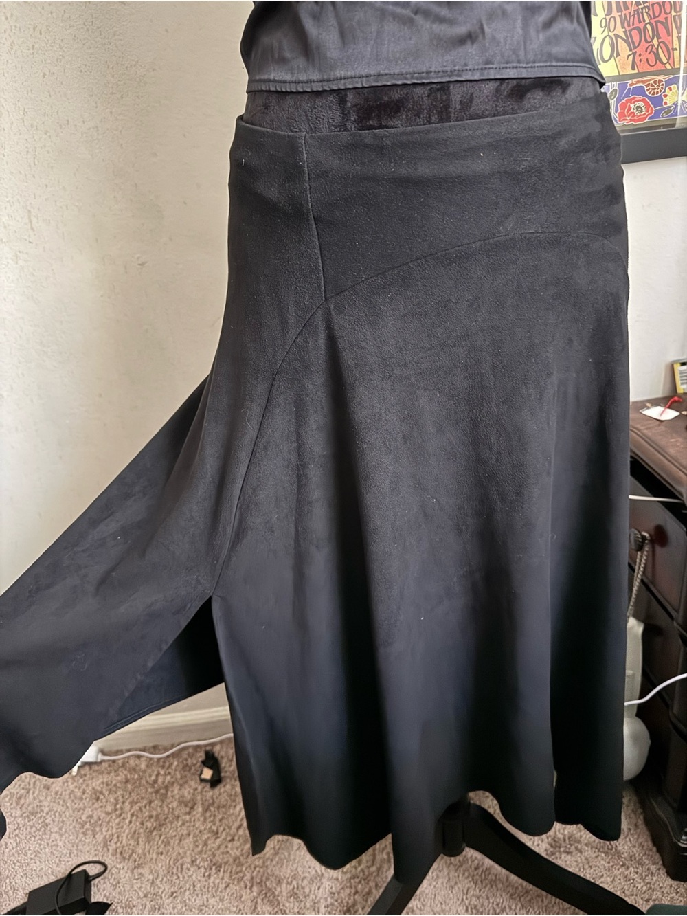 Umgee Black A-Line Flared Midi Skirt
